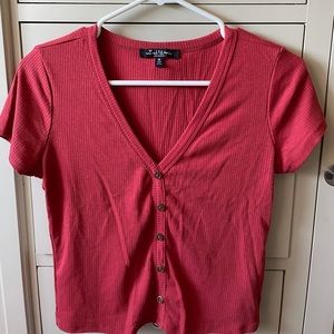 Red V Neck With Buttons